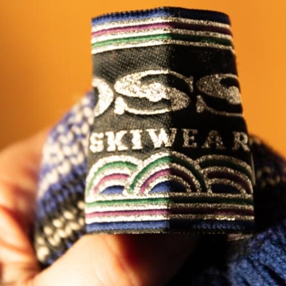 Y2K OSSI Skiwear Blue w White Snowflakes Wool Ski Hat unisex M - Picture 2 of 7